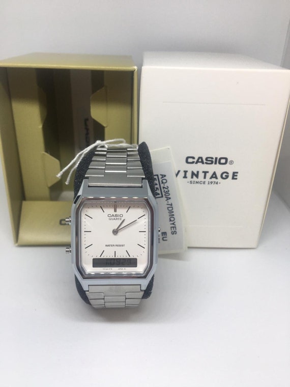 Een trouwe binnen Veraangenamen Casio AQ-230A-7DMQYES Mens Classic Combi Watch Silver With - Etsy