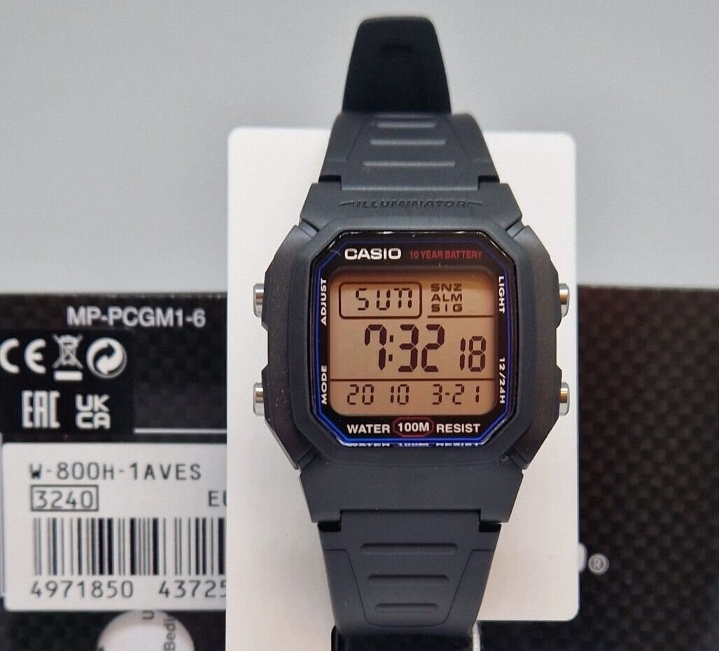 Casio Time Alarm Watch Black W-800H-1AVES - Etsy