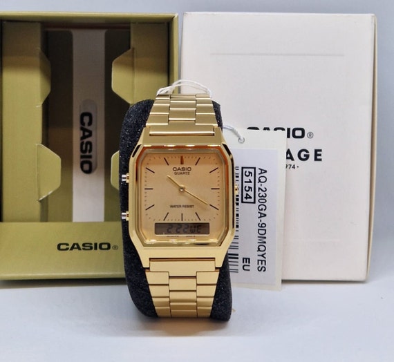 VINTAGE Casio Mens Classic Watch Gold Etsy