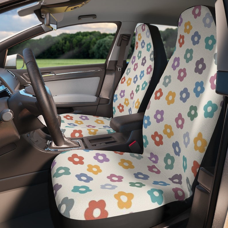 Groovy Flower Car Seat Covers Set of 2funky Car Seat Etsy