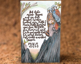 Postal DIN6 halcones *De donde viene la ayuda* sin sobre