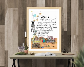 Imagen | Cartel DIN A 4 | habitación infantil | Lucas 18:16 | Impresión artística sin | de marco | de papel sólido Imagen cristiana | Versículo de la Biblia