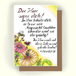 Postkarte DIN 6 Honigbiene * Der Herr segne dich! *