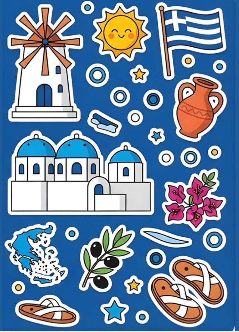 Greek Sticker Buildings Greek Island Planner Travel Stickers| 4 Pages With Different 30 ...