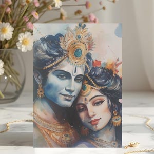 Schönes Radha-Krishna Das Göttliche Paar Postkarte | DIN A6