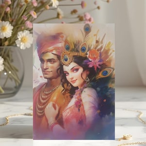 Schönes Radha-Krishna Das Göttliche Paar Postkarte | DIN A6