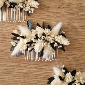 Dried flower comb- Wedding accessories for bride, witness and bridesmaid- Dried flowers - Pampa Collection