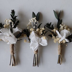 Boutonniere for groom, dad of the groom, best man and groomsmen. Mini Dried Flower Bouquet