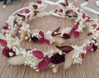 Couronne fleurs séchées- Accessoires mariage pour mariée, témoin et demoiselle d'honneur- Fleurs séchées - Collection Ada