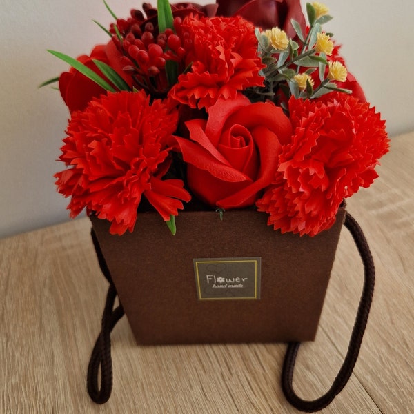 Bouquet de Fleurs de Bain - Roses et oeillets Rouge