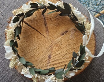 Couronne fleurs séchées- Accessoires mariage pour mariée, témoin et demoiselle d'honneur- Fleurs séchées - Collection flora