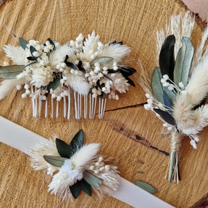 Dried flower comb Wedding accessories for bride, witness and bridesmaid Dried flowers Olivia collection image 2