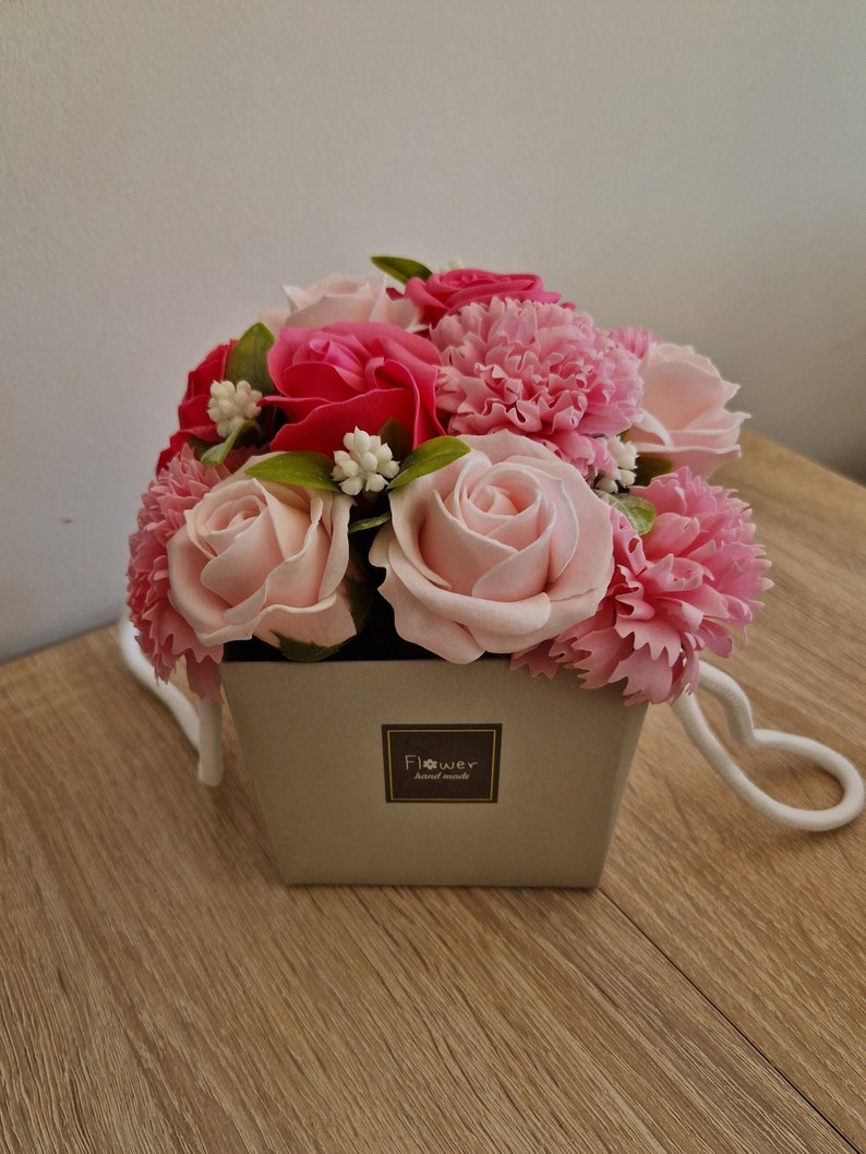 Bouquet de Fleurs de Bain Roses et oeillets Rouge Rose