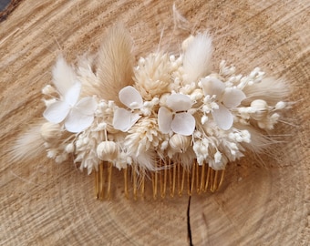 Peigne fleurs séchées- Accessoires mariage pour mariée, témoin et demoiselle d'honneur- Fleurs séchées - Collection Eva