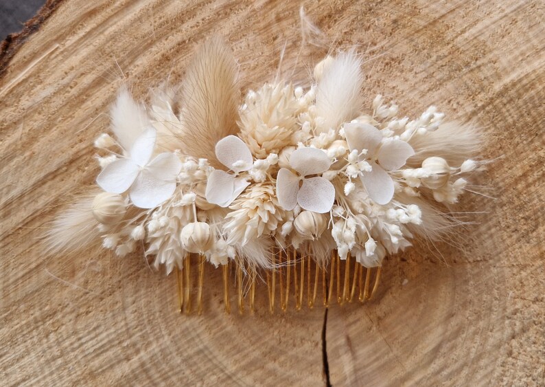 Peigne fleurs séchées Accessoires mariage pour mariée, témoin et demoiselle d'honneur Fleurs séchées Collection Eva image 1