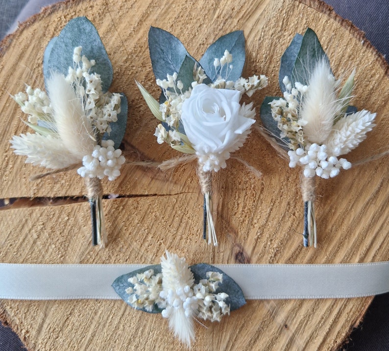 Peigne fleurs séchées Accessoires mariage pour mariée, témoin et demoiselle d'honneur Fleurs séchées Collection Mia-beige image 2