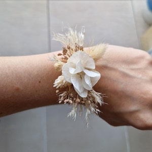 Bracelet ruban jonc pour mariée, maman, témoin et demoiselle d'honneur Mini Bouquet de fleurs séchées Collection Eva image 3