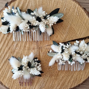 Dried flower comb- Wedding accessories for bride, witness and bridesmaid- Dried flowers - Olivia collection