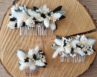 Peigne fleurs séchées- Accessoires mariage pour mariée, témoin et demoiselle d'honneur- Fleurs séchées - Collection Olivia