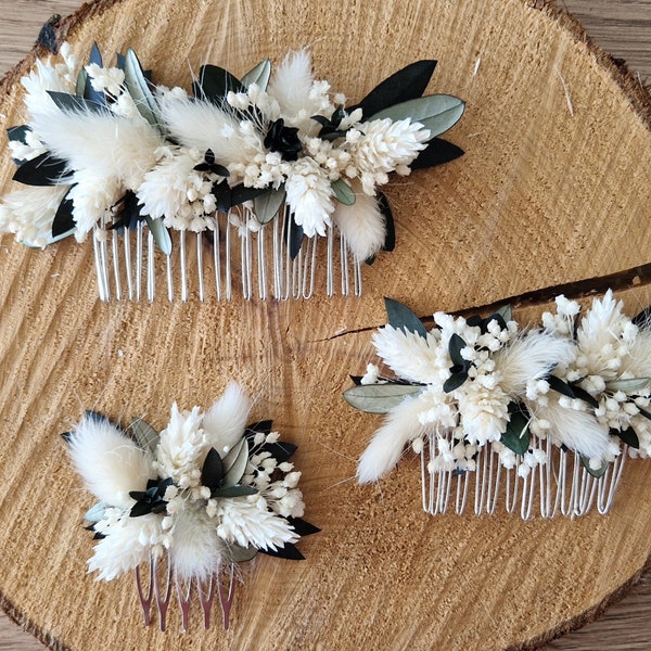 Peigne fleurs séchées- Accessoires mariage pour mariée, témoin et demoiselle d'honneur- Fleurs séchées - Collection Olivia