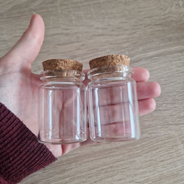 Mini bouteille verre avec bouchon liège, 50 mL pour dragées ou bougies maison