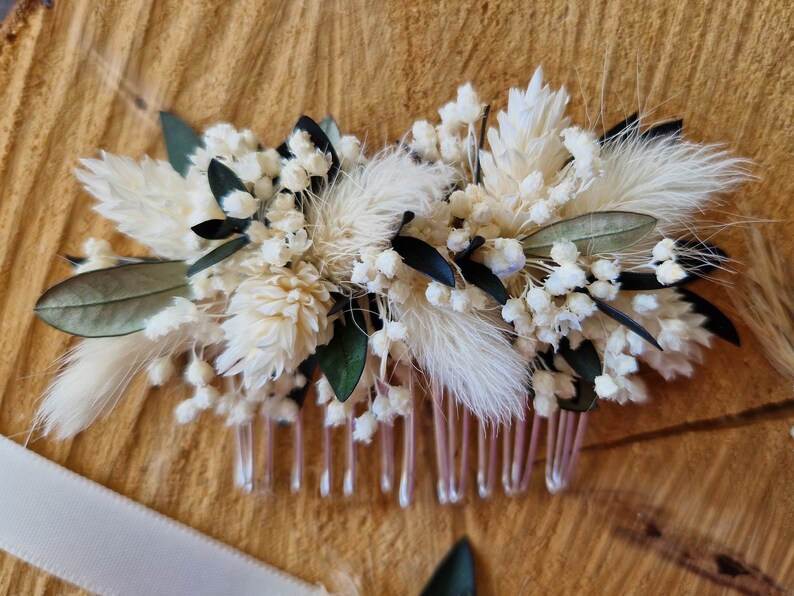 Dried flower comb Wedding accessories for bride, witness and bridesmaid Dried flowers Olivia collection image 3