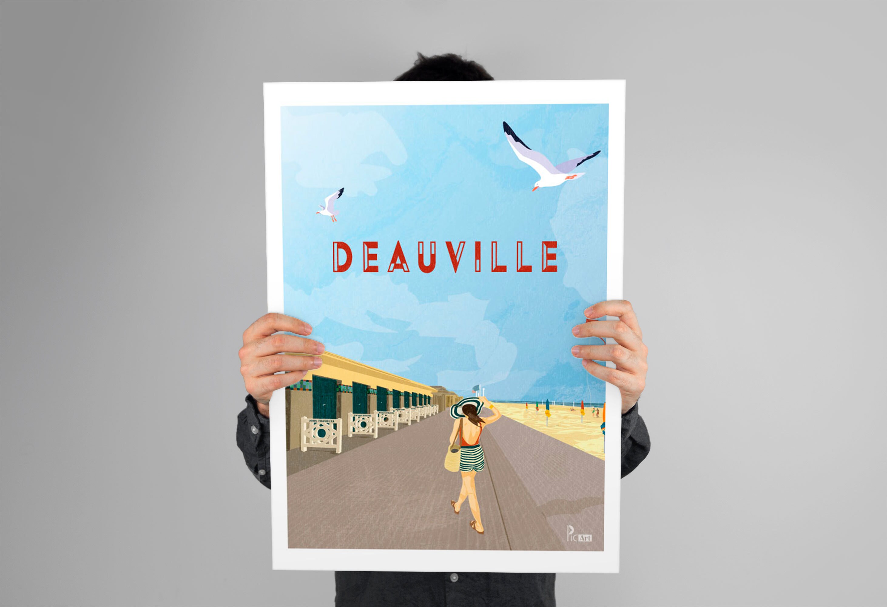 YQCQCS Poster Vintage Deauville Les Planches Marcel Sur Toile - Décoration Murale Élégante