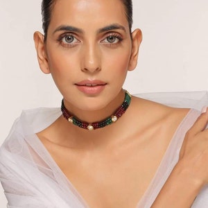 Three Layer Choker Necklace For Girls And Women / layered pearl choker necklace / Vintage Style Choker Necklace/ Gift For Her
