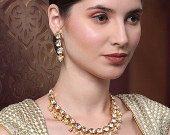 Parel lange ketting/Indiase bruiloft ketting/Kundan parel sieraden/Kundan ketting/Indiase gouden ketting set/cadeau voor haar