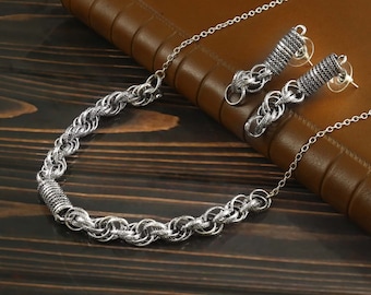 German Silver Necklace, Indian oxidized jewelry, , Curb Chain Choker, Silver Link Necklace, Stainless Steel, ,Boho Necklace Women Gift