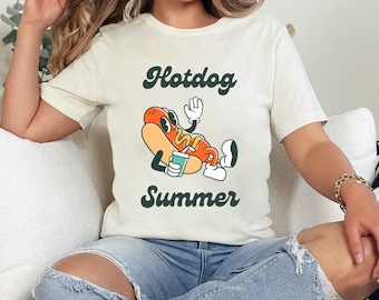 Camisa de verano Hotdog para mujer, verano Hotgirl, camisa Hotdog, camiseta para mujer, camiseta retro, camiseta gráfica, camiseta divertida, superventas.