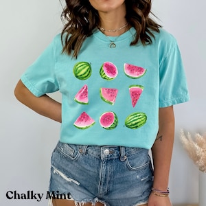Watermelon Summer T-Shirt for Women, Comfort Colors Tee, Watermelon Shirt, Watermelon Fruit Summer Tee, Watercolor Watermelon Shirt.