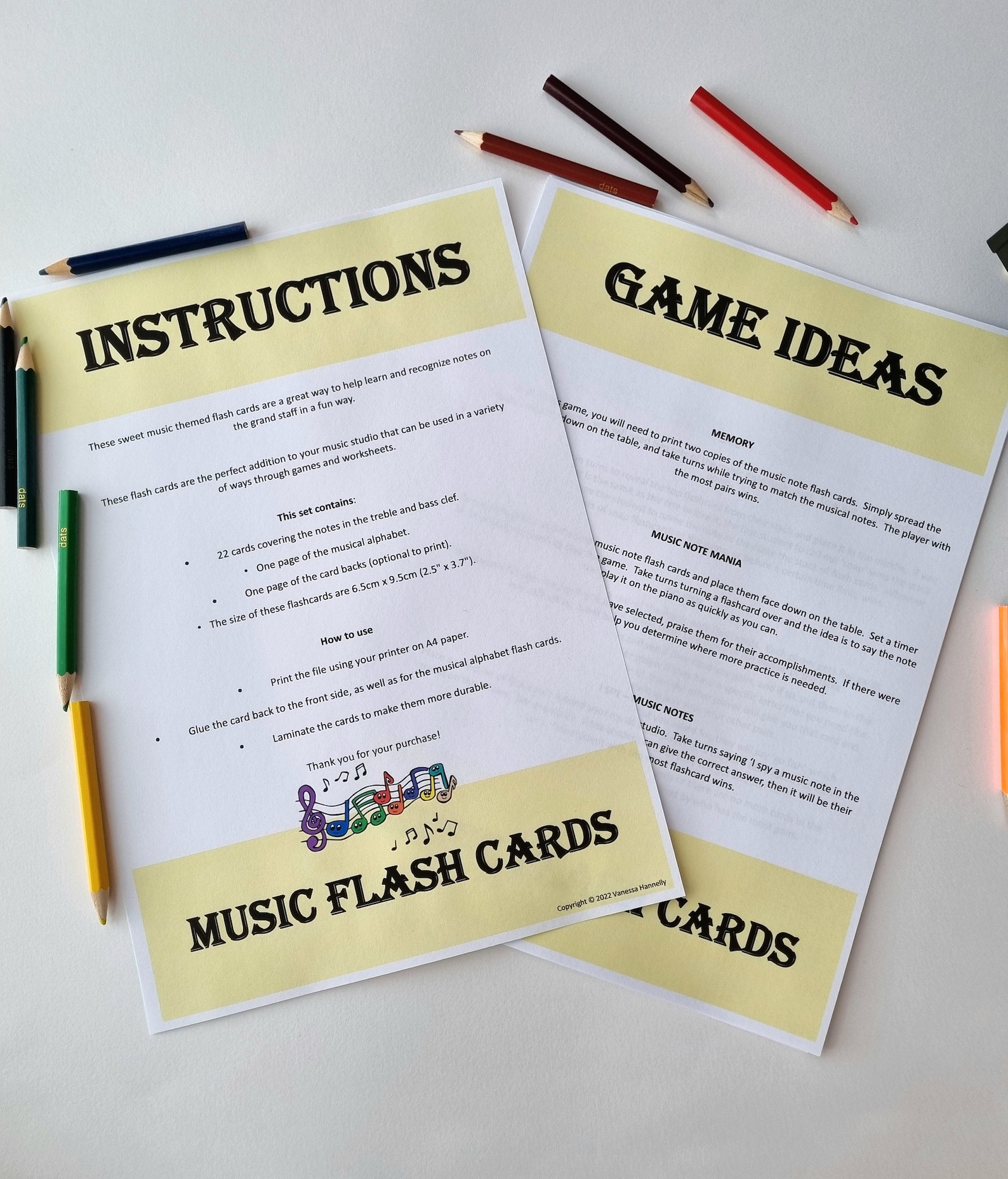 Music Note Flash Cards - Etsy
