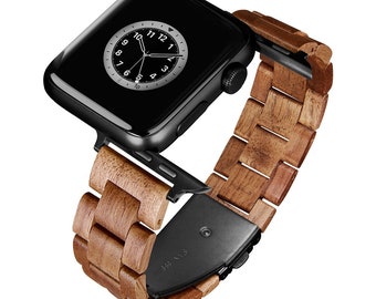 LAiMER - Wooden Apple Watch Band VIENNA - Walnut wood, 20mm - for Apple Watch Series 7/6/SE/5/4/3/2/1 - 42/44/45 & 38/40/41mm