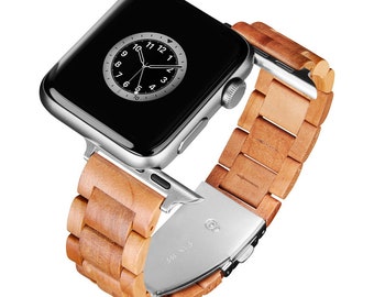 LAiMER - Wooden Apple Watch Band MADRID - Apple wood, 20mm - for Apple Watch Series 7/6/SE/5/4/3/2/1 - 42/44/45 & 38/40/41mm