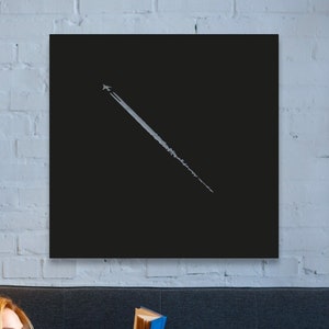 Panneau d'art mural en métal design avion, avion, décoration murale minimaliste, cadeau de pendaison de crémaillère, cadeau pour lui, cadeau pour elle, décoration d'intérieur, art mural