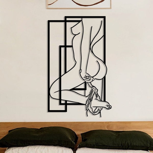 Sensual Female Form Line Art, Elegant Sexy Lady Body Wall Decor, Minimalist Erotic Artwork, Chic Bedroom Accent, Modern Abstract Woman Art