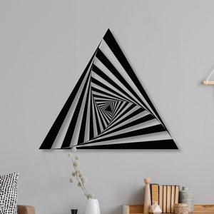 Geometric Triangles Metal Wall Art, Modern Minimalist Office Decor, Unique Living Room Wall Sign, Stylish Contemporary Home Decoration