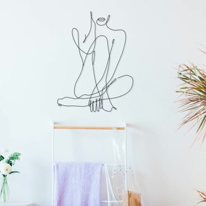 Woman Line Art, Single Line Female,  Body Positive Wall Art, Minimalist Wall Decor,  Bedroom Living Room Wall Art, Large Metal Sculpture