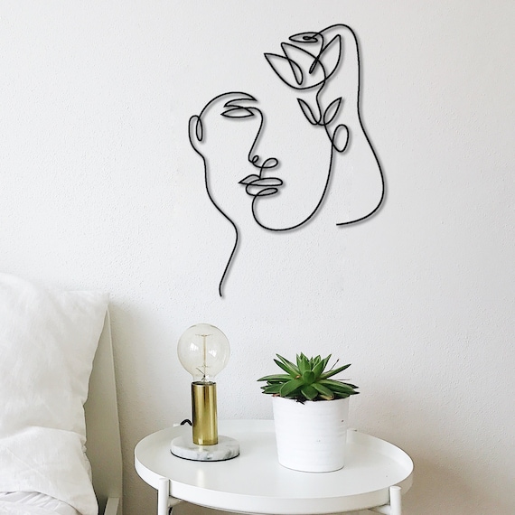Floral Woman Face Metal Wall Art - Modern Floral Woman Face Metal Wall Art - Artistic Home Decor - Handcrafted Woman Face Metal Wall Art