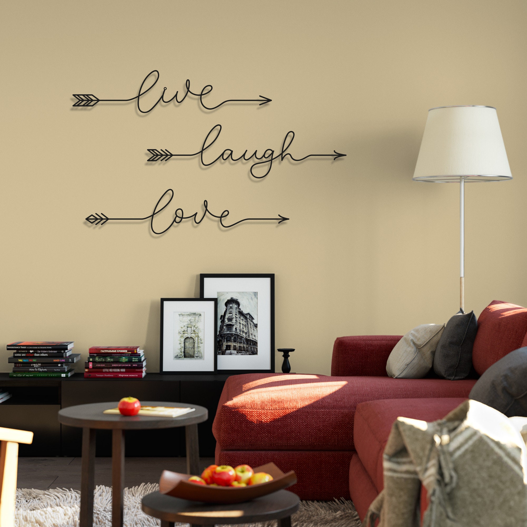 Metal Live Laugh Love Wall Art Sign, Cursive Words, Farmhouse Wall