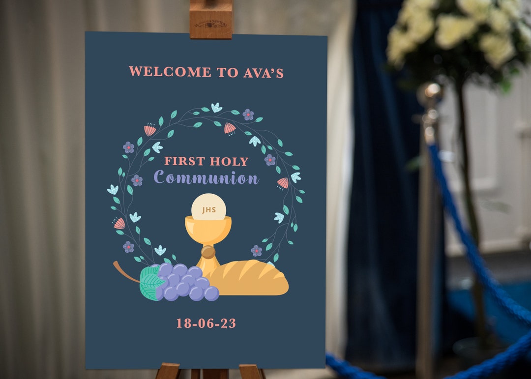 First Communion Welcome Sign First Holy Communion Welcome Sign: Christening, Baptism Board - Etsy UK