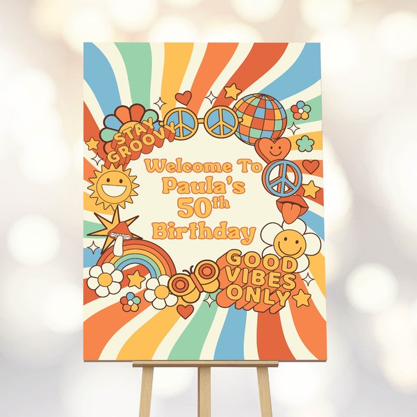 Personalised 1970s Themed Birthday Board I A1,A2,A3 I Foam Board/Foamex I Personalised Birthday BoardI Printed I Birthday Banner