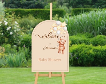 Teddy bear I Baby Shower Welcome Sign I Foam Board/Foamex I Personalised Baby Shower Board I Arched Sign I Printed  I Gender Reveal