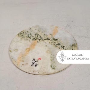 Vintage Chinese Marble Tray: Engraved Slate Coaster, One-of-a-Kind