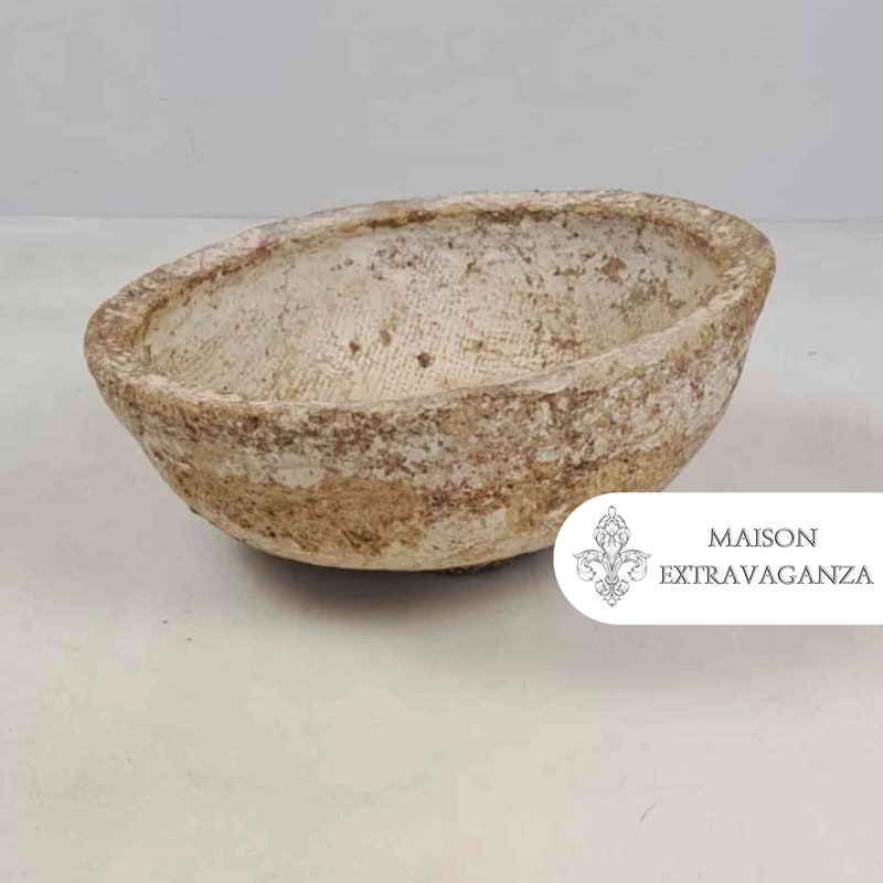 Fluted Paper Mache Bowl, Ivory main image 1