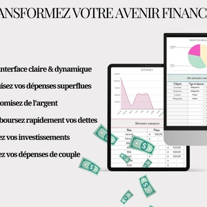 BUDGET PLANNER DIGITAL Finances Personnelles & Couple Suivi automatisé des Dépenses, Épargne, Investissements, Dettes image 9