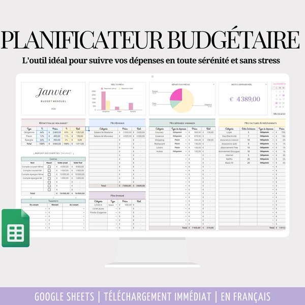 BUDGET PLANNER DIGITAL | Finances Personnelles & Couple | Suivi automatisé des Dépenses, Épargne, Investissements, Dettes