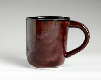 Stackable Maroon Burgundy Open Handle 12oz Coffee Mug Cup Heavy Ceramic EMERALD 