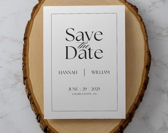 Plantilla mínima para guardar la fecha 5x7 Tarjeta imprimible DIY e invitación digital